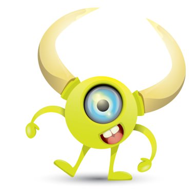 Yeşil çizgi film sevimli canavar