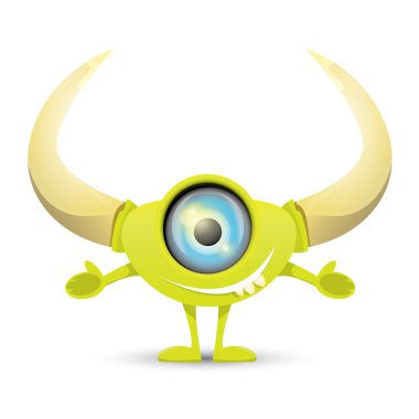 Yeşil çizgi film sevimli canavar