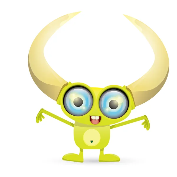 Green Cartoon cute monster — Stock Vector