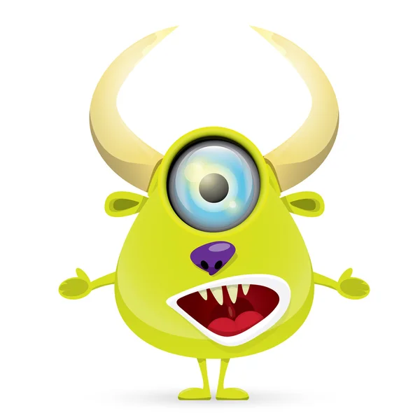 Green Cartoon monstre mignon — Image vectorielle