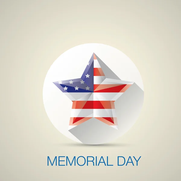 Memorial Day with star in national flag colors — Stock Vector