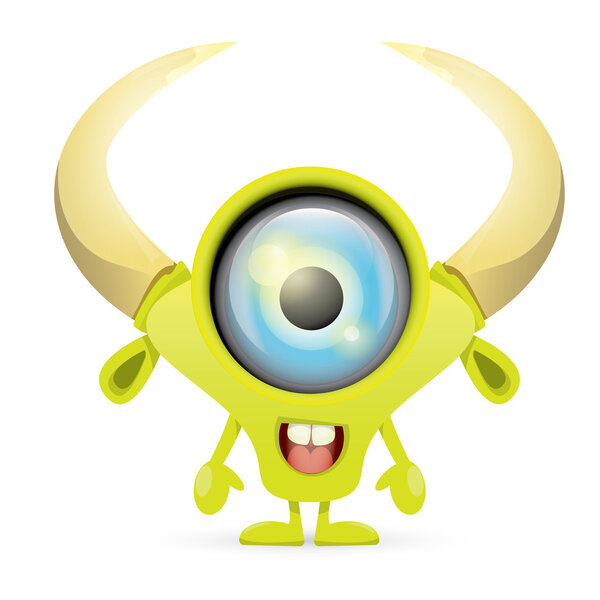 Зеленый мультяшный милый монстр
