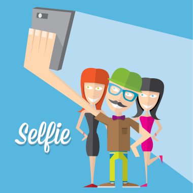 selfie fotoğrafta üzerinde akıllı telefon genel kavram