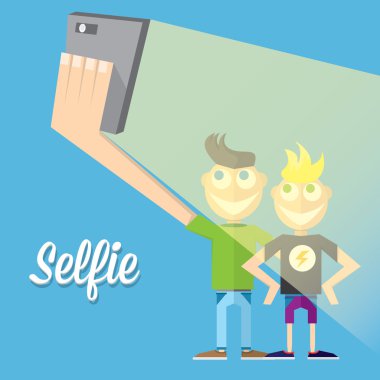 selfie fotoğrafta üzerinde akıllı telefon genel kavram