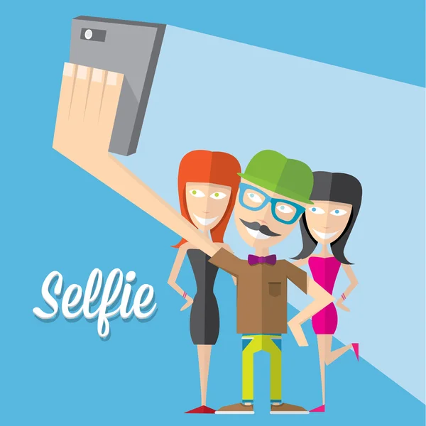 Taking Selfie Photo on Smart Phone concept — Stock Vector