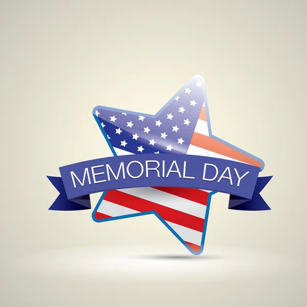 Memorial Day with star in national flag colors — Stock Vector