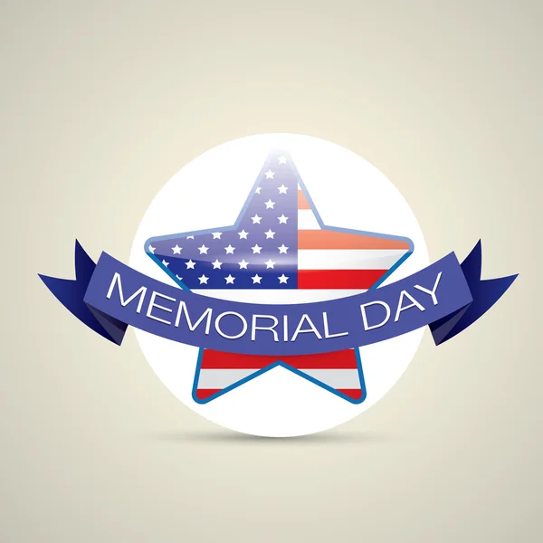 Memorial Day with star in national flag colors — Stock Vector