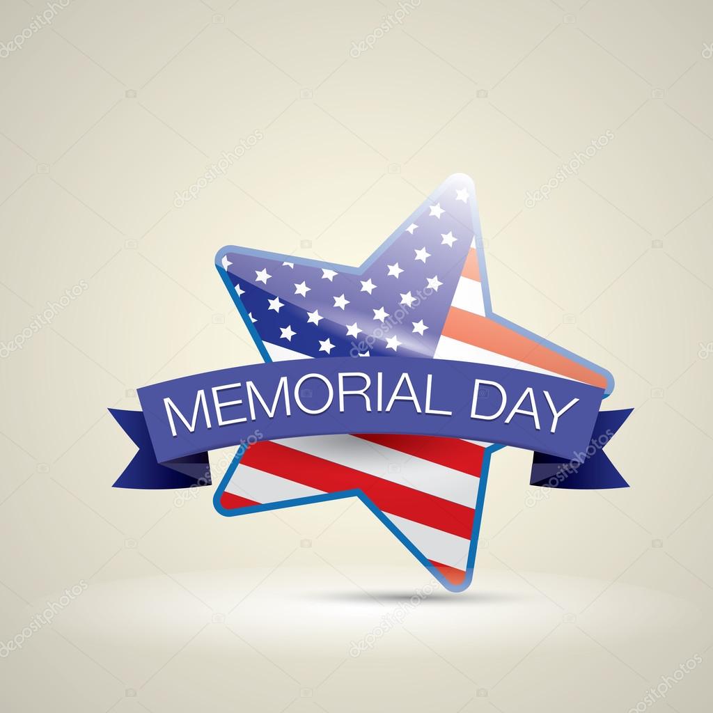 Memorial Day with star in national flag colors. vector illustration