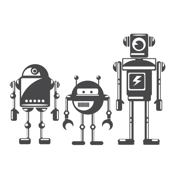 Robots et cyborgs de style design plat . — Image vectorielle