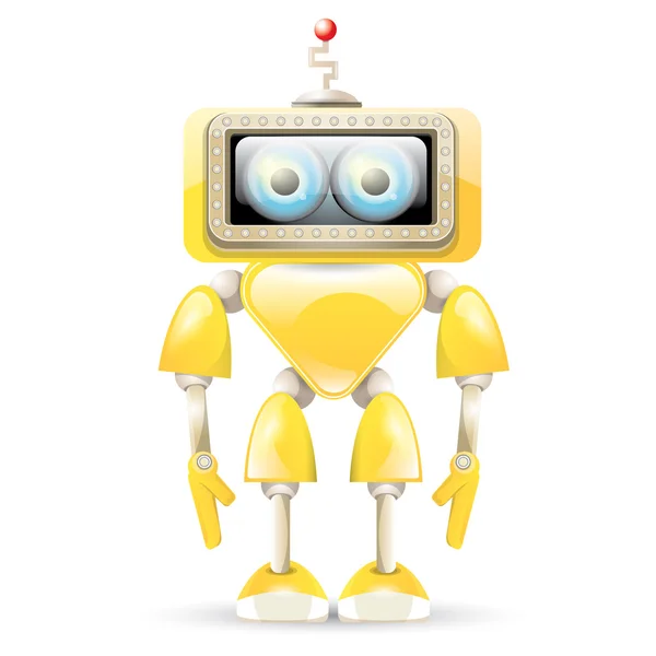 Διάνυσμα πορτοκαλί γελοιογραφία ρομπότ που απομονώνονται σε λευκό — Διανυσματικό Αρχείο