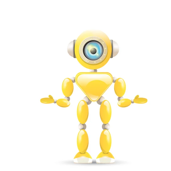 Vector orange cartoon robot isolated on white — Stock Vector