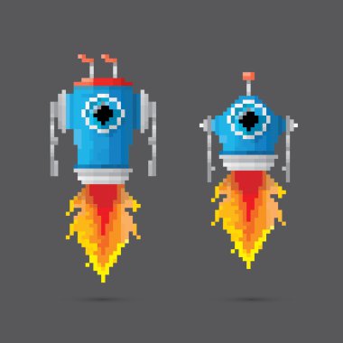 piksel tarzı robot seti