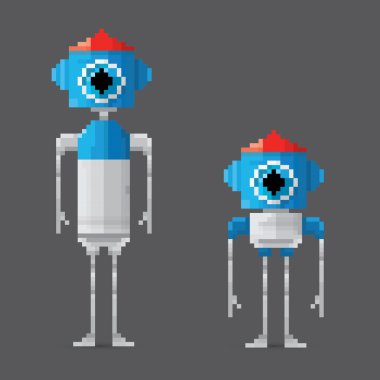 piksel tarzı robot seti