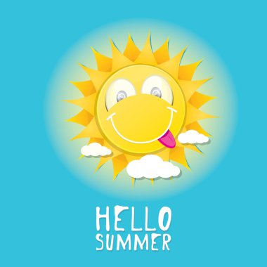 Merhaba yaz. vektör yaz güneş gülümsüyor