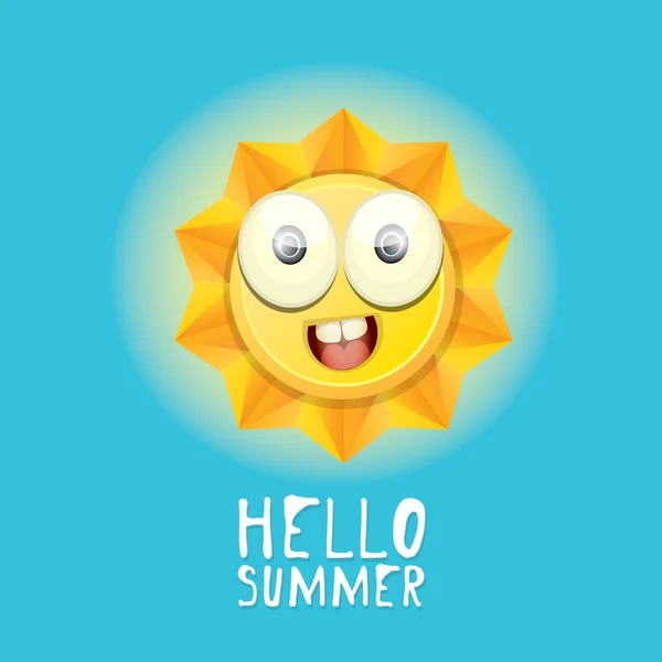 Hola Summer. vector verano sonriente sol — Vector de stock