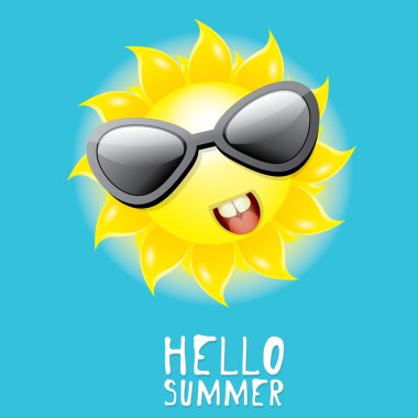 Merhaba yaz. vektör yaz güneş gülümsüyor