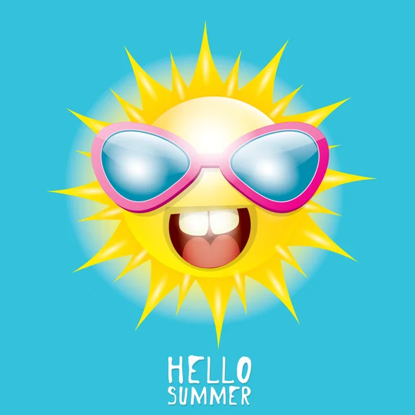 Hola Summer. vector verano sonriente sol — Vector de stock