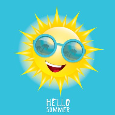 Merhaba yaz. vektör yaz güneş gülümsüyor