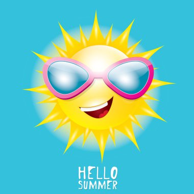 Merhaba yaz. vektör yaz güneş gülümsüyor