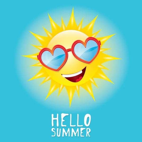 Hola Summer. vector verano sonriente sol — Vector de stock