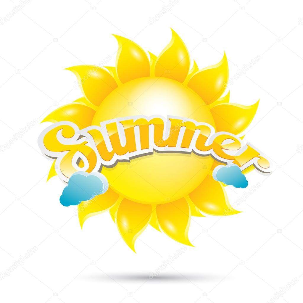 Beautiful summer illustrations . vector summer label. summer icon with sun. Stylized design element. Background design for banner, poster, flyer, cover, brochure. Logo design.