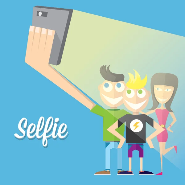 Selfie foto nemen op slimme telefoon concept — Stockvector