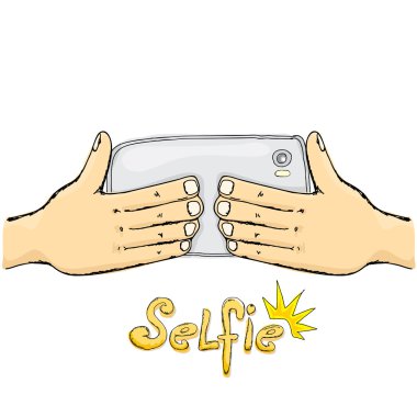 selfie fotoğrafta üzerinde akıllı telefon genel kavram. 