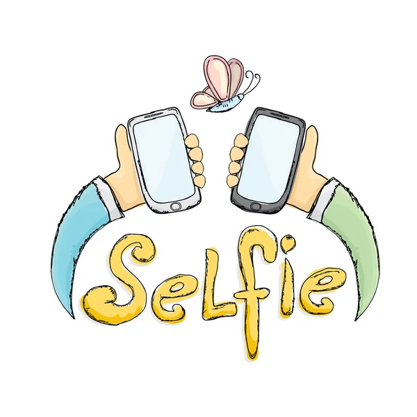 Scattare foto selfie sul concetto di Smart Phone . — Vettoriale Stock