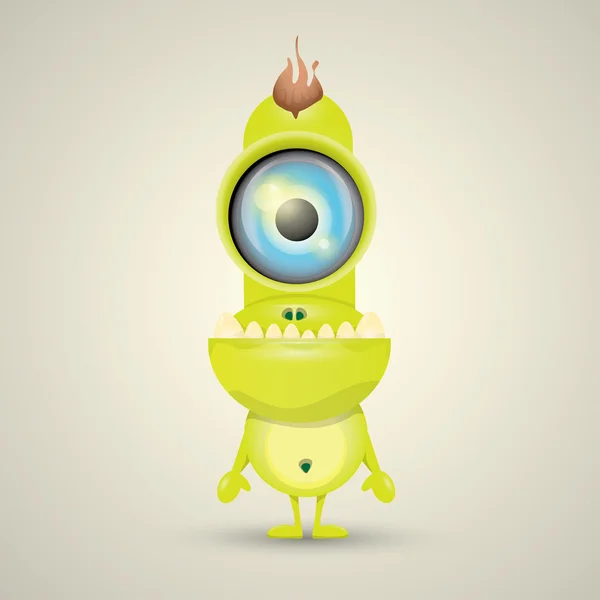 Green Cartoon monstre mignon — Image vectorielle