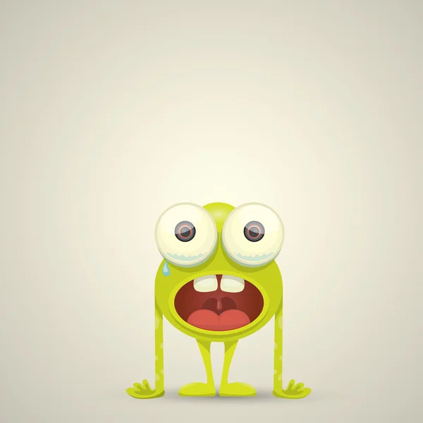 Green Cartoon cute monster — Stock Vector