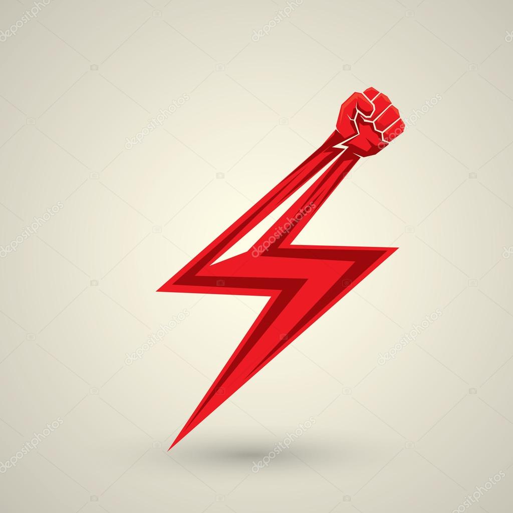 Vector fist icon. revolution fist. freedom concept. lightning bolt fist