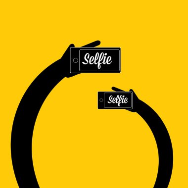 Selfie fotoğrafta akıllı telefon kavram simgesine