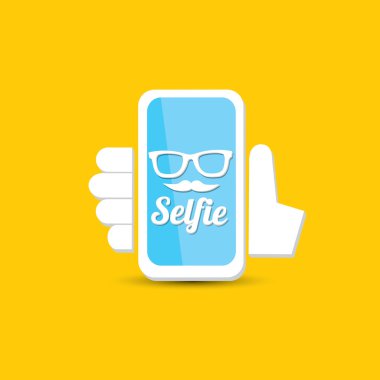 Selfie fotoğrafta akıllı telefon kavram simgesine