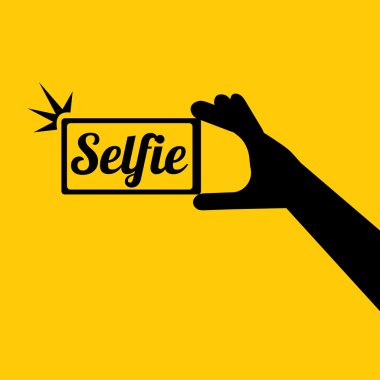 Selfie fotoğrafta akıllı telefon kavram simgesine