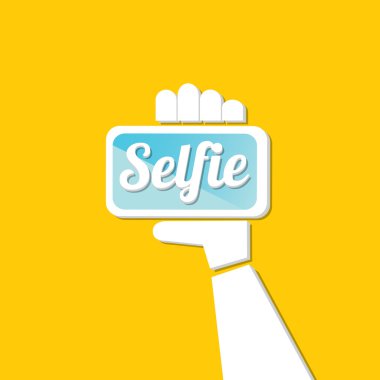 Selfie fotoğrafta akıllı telefon kavram simgesine