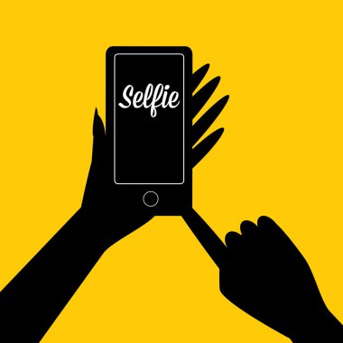 Selfie fotoğrafta akıllı telefon kavram simgesine