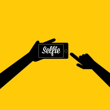 Selfie fotoğrafta akıllı telefon kavram simgesine