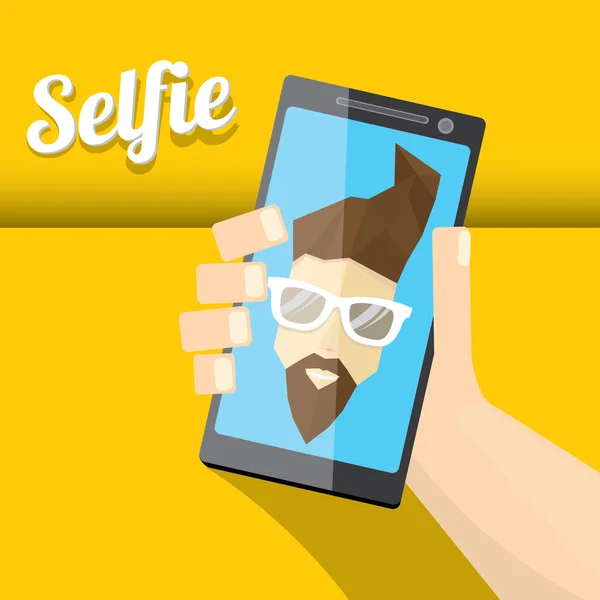 Tirando foto selfie no ícone conceito de telefone inteligente — Vetor de Stock