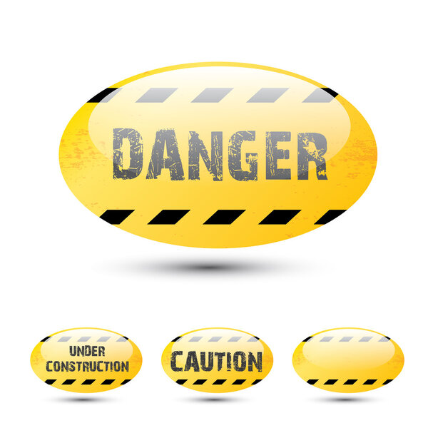 Yellow security warning tapes set Caution