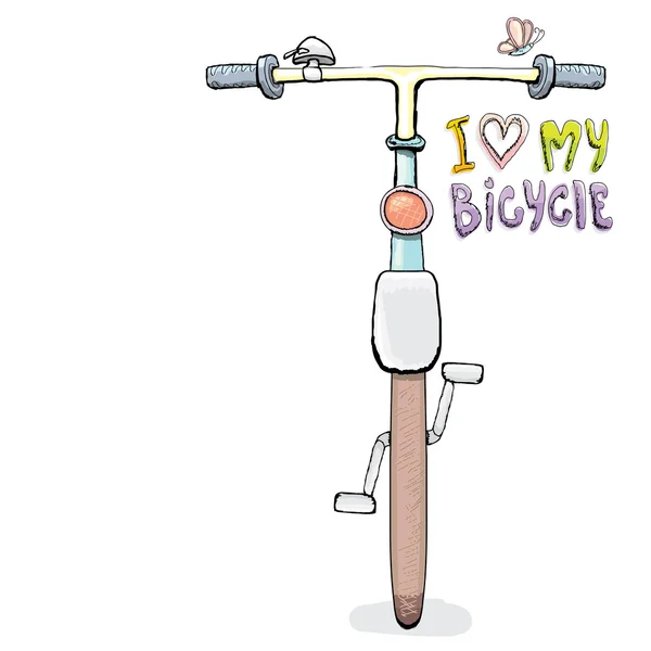 I love my bicycle concept design. Hand drawn — Stock Vector