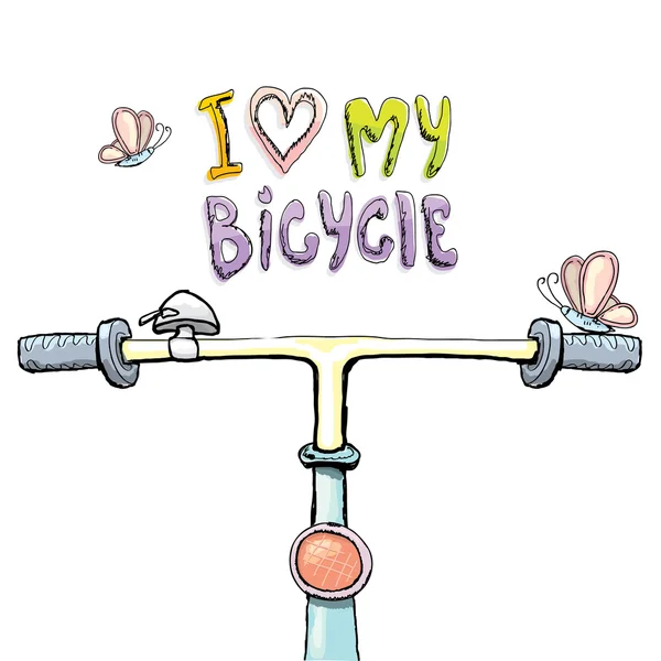 私の自転車のコンセプト デザインが大好きです。手描き — ストックベクタ
