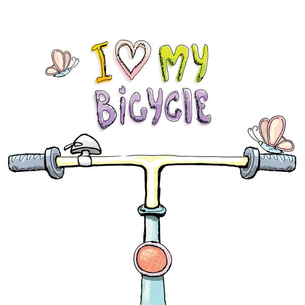 Eu amo o meu design de conceito de bicicleta. Desenhado à mão —  Vetores de Stock