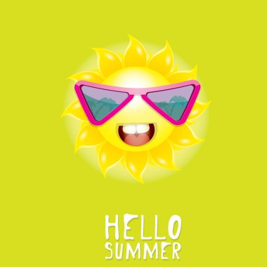 Merhaba yaz. vektör yaz güneş gülümsüyor