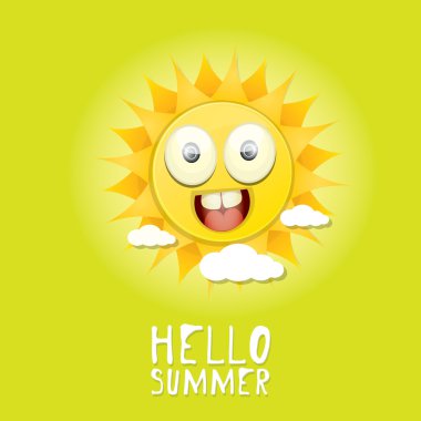 Merhaba yaz. vektör yaz güneş gülümsüyor