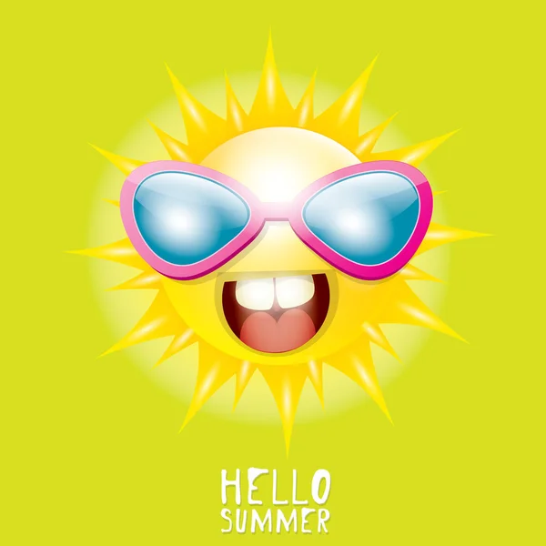 Merhaba yaz. vektör yaz güneş gülümsüyor — Stok Vektör