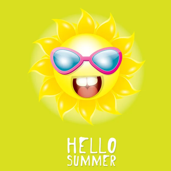 Hola Summer. vector verano sonriente sol — Vector de stock