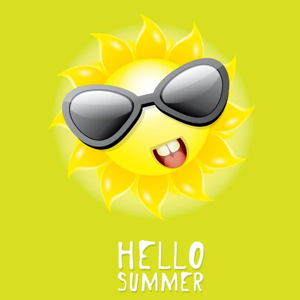 Hei, Summer. vektori kesä hymyilevä aurinko — vektorikuva