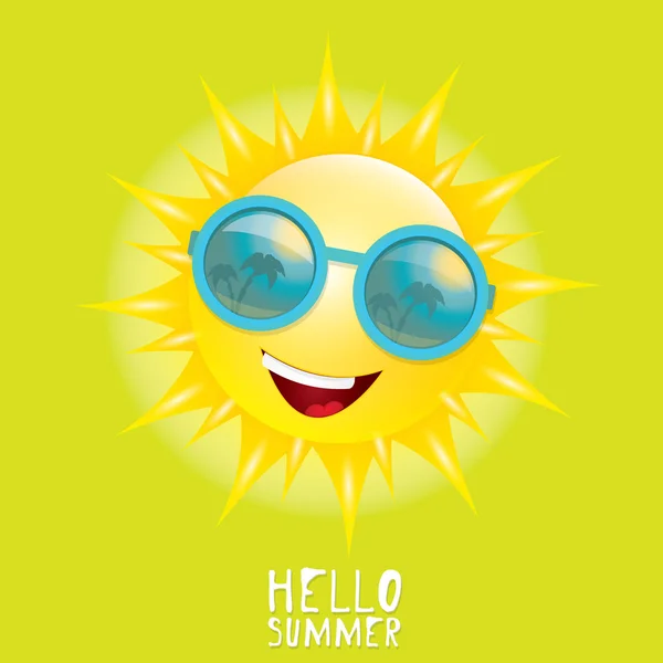 Hola Summer. vector verano sonriente sol — Vector de stock