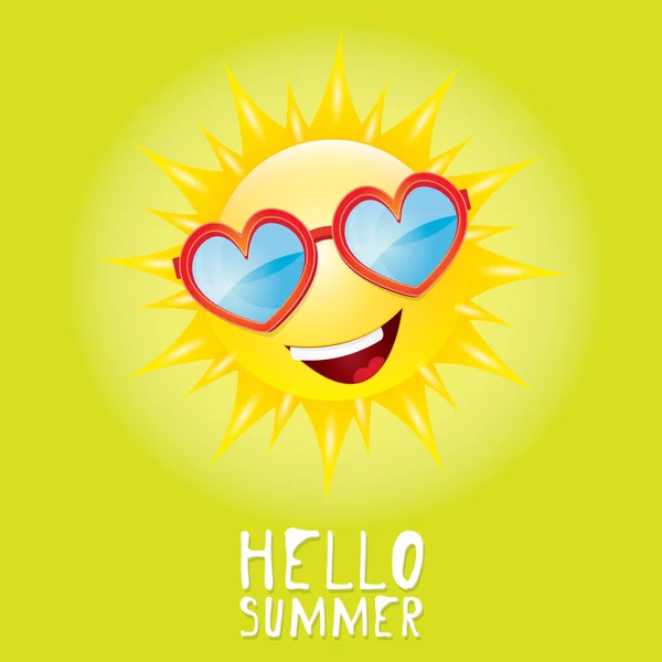 Hola Summer. vector verano sonriente sol — Archivo Imágenes Vectoriales