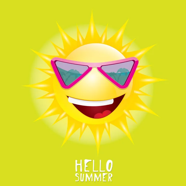 Hola Summer. vector verano sonriente sol — Vector de stock